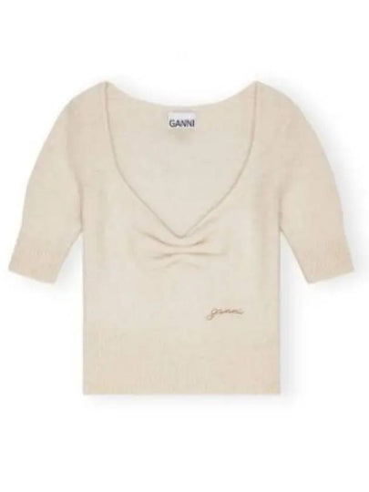 Logo Knit Top Ivory - GANNI - BALAAN 2