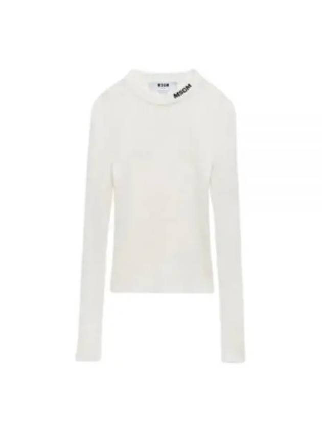 Stretch Ribbed Viscose Knit Top White - MSGM - BALAAN 2