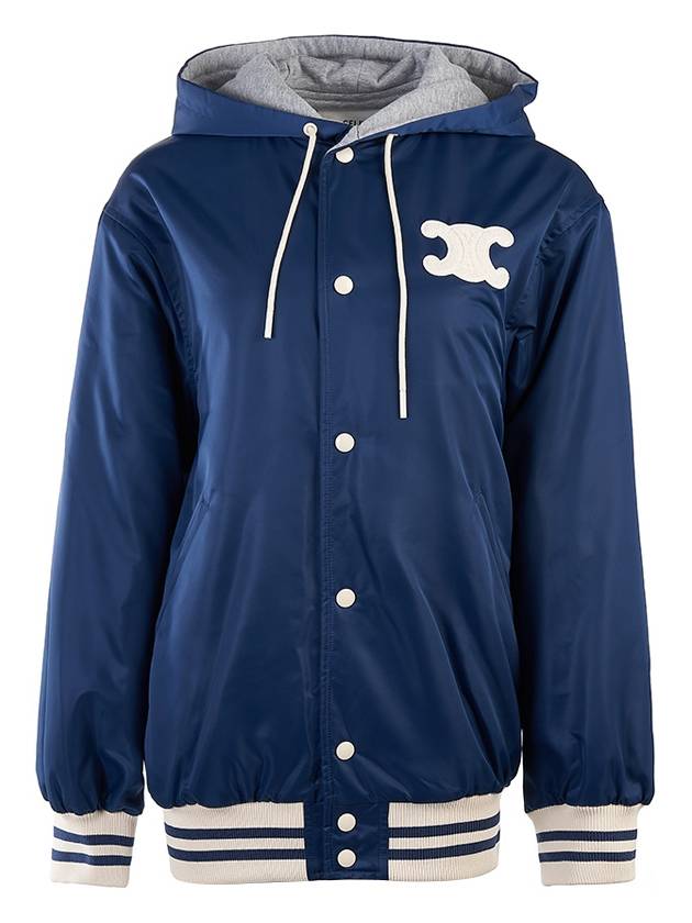 Paris Teddy Nylon Hooded Jacket Navy - CELINE - BALAAN 3