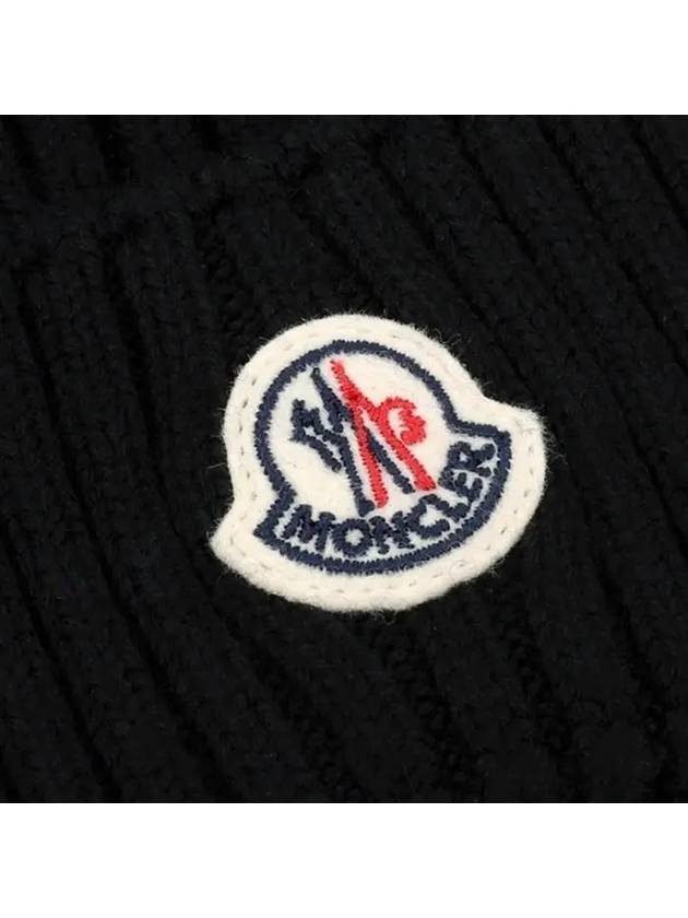 Moncler Kids Logo Patch Beanie 3B00012 M1131 999 - THOM BROWNE - BALAAN 3