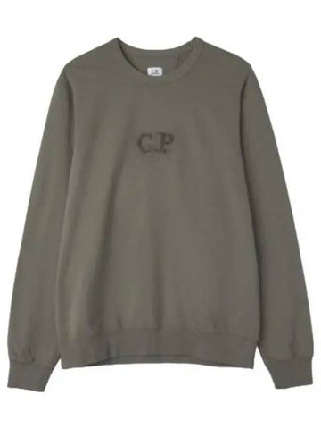 Light Fleece Logo Sweatshirt Time Green T Shirt - CP COMPANY - BALAAN 1