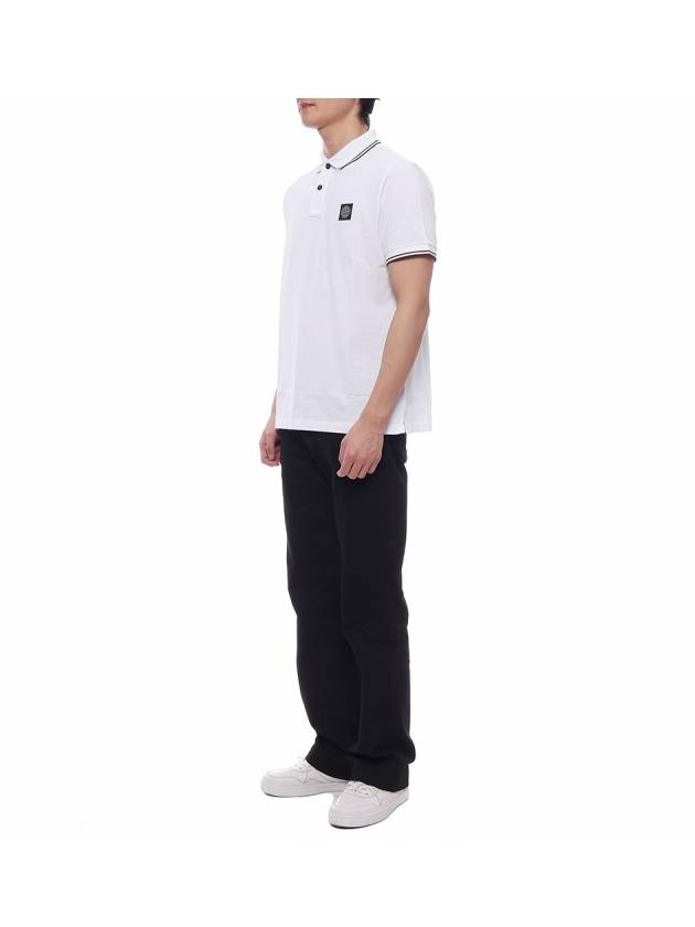 Stretch Cotton Pique Short Sleeve Polo Shirt White - STONE ISLAND - BALAAN 5