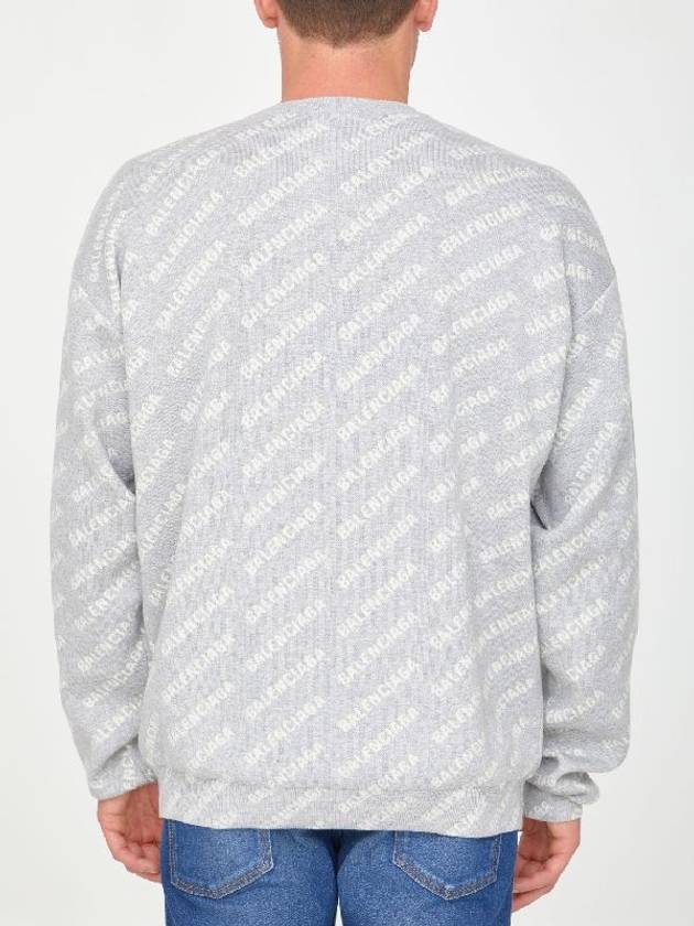 Wool Over Logo Pattern Knit Sweatshirt Grey - BALENCIAGA - BALAAN 11