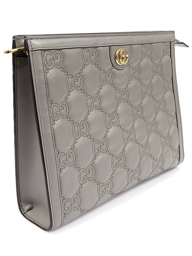 723780 Gray GG Matelasse Leather Gold Pouch Clutch - GUCCI - BALAAN 3