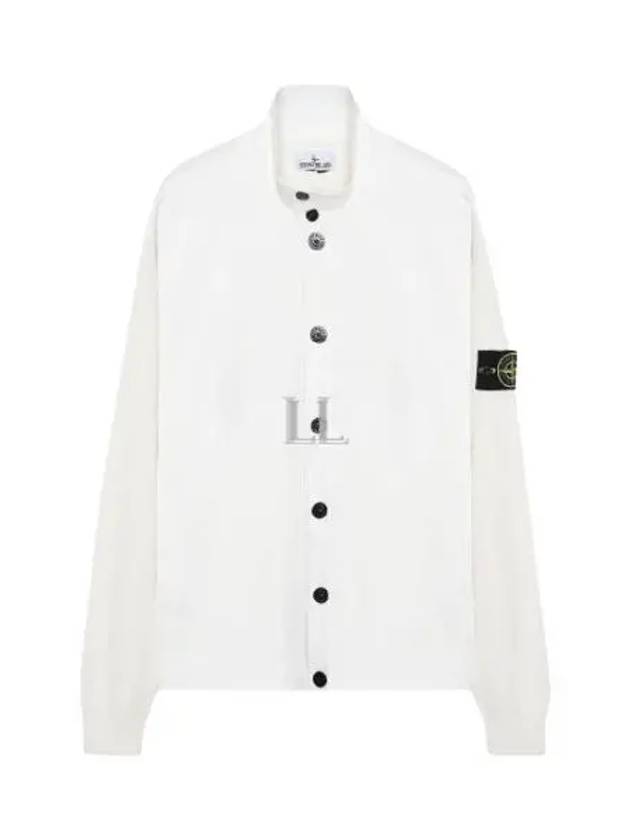 Badge Button Knit Cardigan White - STONE ISLAND - BALAAN 2