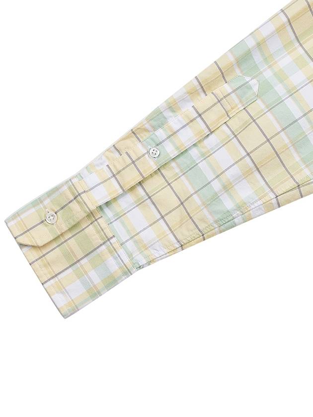 Men's Plaid Three Stripes Armband Oxford Long Sleeve Shirt Yellow - THOM BROWNE - BALAAN 7