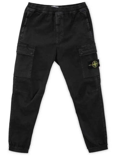 Stretch Cotton Cargo Straight Pants Black - STONE ISLAND - BALAAN 2