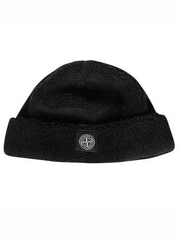 691599677 V0029 Logo Patch Wool Beanie Black Hat TJ - STONE ISLAND - BALAAN 1