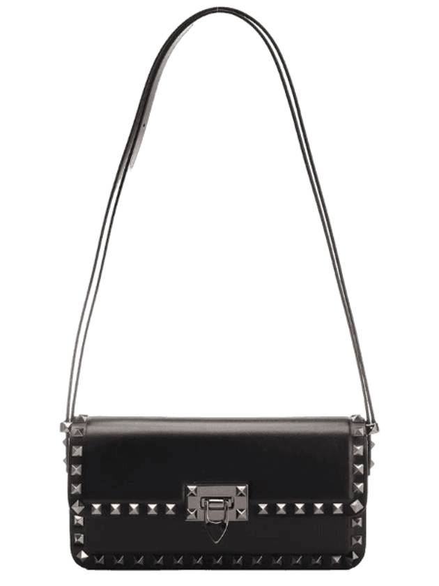 Rockstud Calfskin Shoulder Bag Black - VALENTINO - BALAAN 1