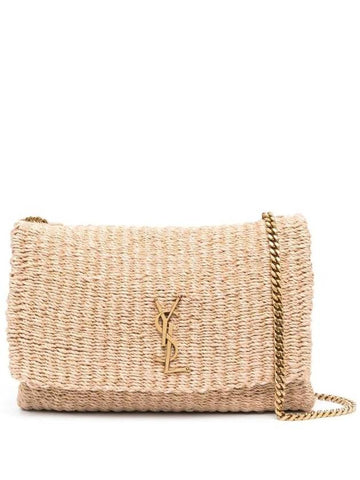 Kate Raffia Supple Chain Medium Shoulder Bag Natural Beige - SAINT LAURENT - BALAAN 1