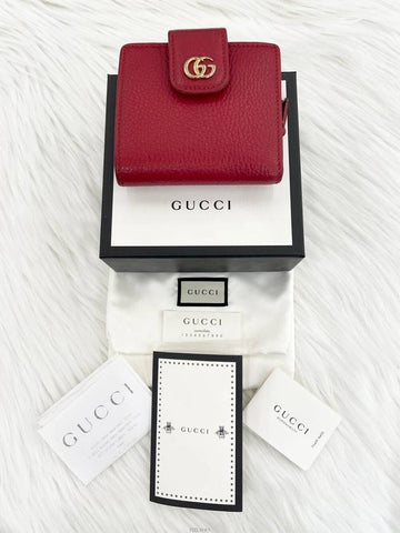 Daol Sangin Store GG Marmont Flap Half Wallet Red 523193 Condition A - GUCCI - BALAAN 1