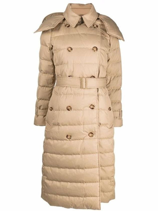 Detachable Hood Cotton Gabardine Puffer Padded Honey - BURBERRY - BALAAN 1