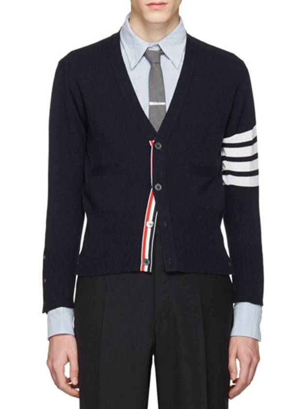 Men's Diagonal Classic Cashmere Cardigan Navy - THOM BROWNE - BALAAN 3