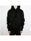 Embossed Heart Logo Drawstring Cotton Hoodie Black - AMI - BALAAN 3