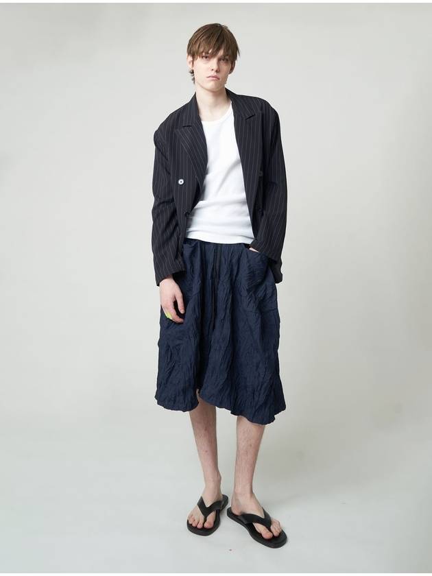 Crinkle Bermuda Wide Pants Dark Navy - ATHPLATFORM - BALAAN 8