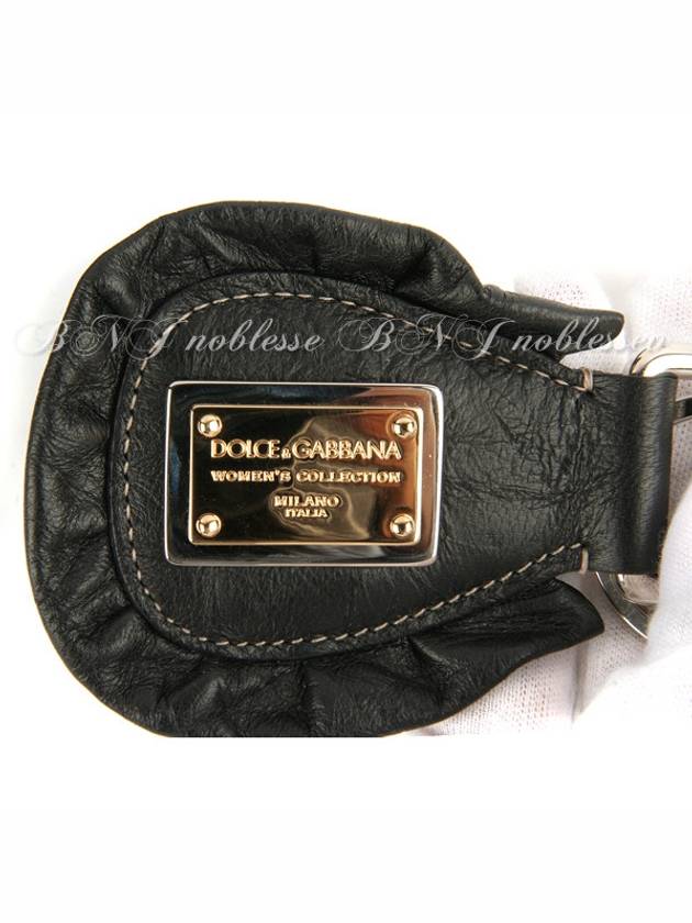 Logo Patch Ruffle Leather Key Holder Black - DOLCE&GABBANA - BALAAN 4