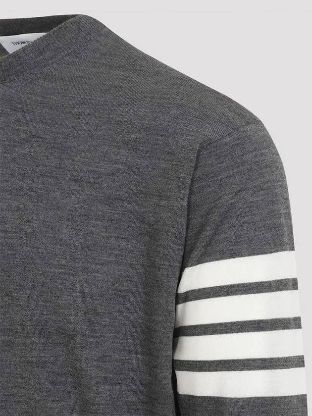 4 Bar Armband Classic Merino Wool Knit Top Medium Grey - THOM BROWNE - BALAAN 4