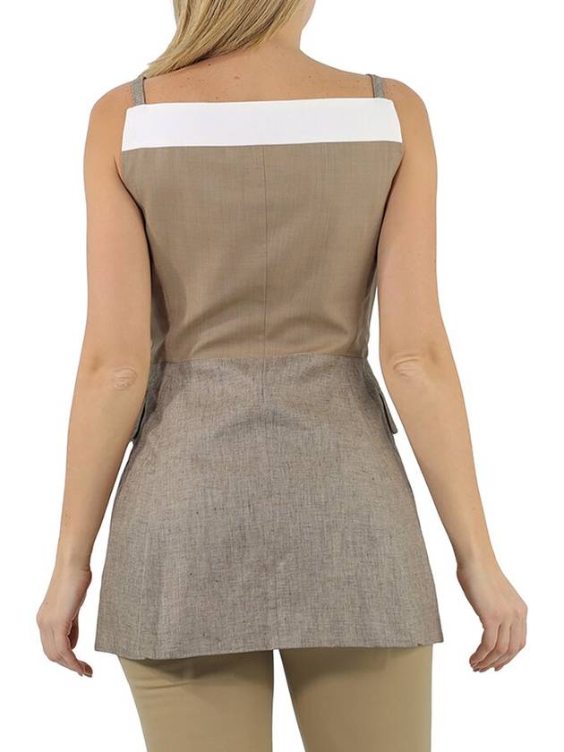 Women's Button Wool Cashmere Short Dress Pecan Melange - BURBERRY - BALAAN 4