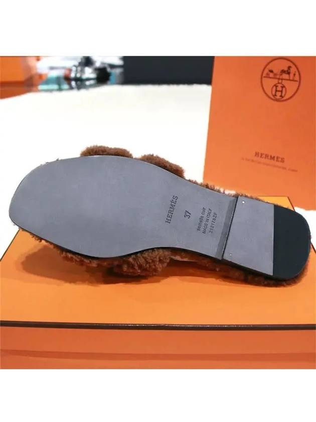 Oran Shearing Sandals Cognac - HERMES - BALAAN 4