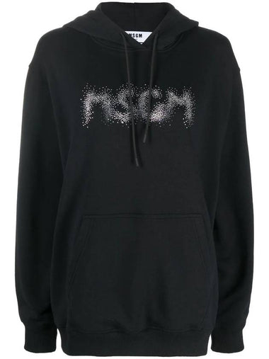 Rhinestone Logo Hoodie Black - MSGM - BALAAN 1