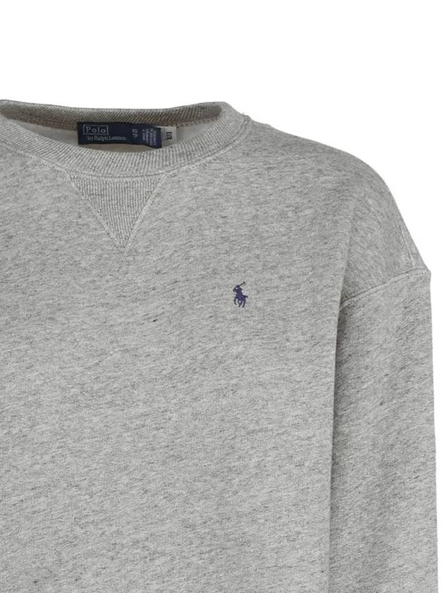 Embroidered Logo Pony Fleece Sweatshirt Grey - POLO RALPH LAUREN - BALAAN 5