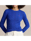 Embroidered Logo Pony Cable Knit Top Blue - POLO RALPH LAUREN - BALAAN 4