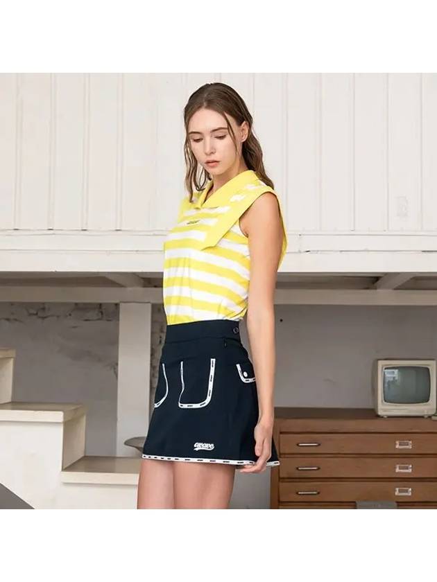 Golf Tennis Striped V-Neck T-Shirt Yellow - AVAVE - BALAAN 2