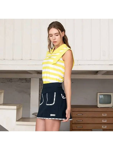 Golf Tennis Women s Striped V Neck T Shirt Yellow - AVAVE - BALAAN 1