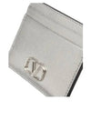 V Logo Signature Metallic Card Wallet Silver - VALENTINO - BALAAN 2