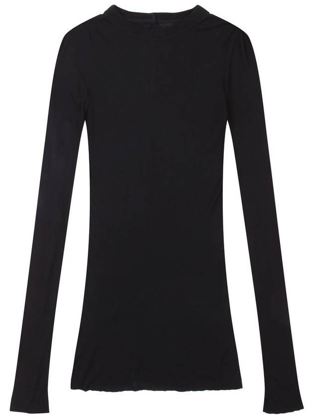 Low Cut Ribbed Knit Top Black - RICK OWENS - BALAAN 3