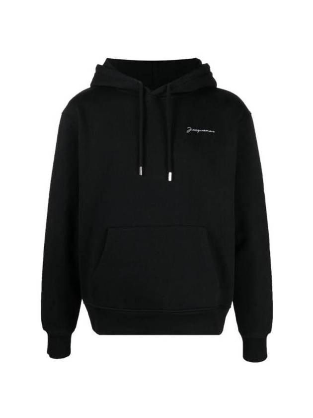 Le Brode Embroidered Logo Cotton Hoodie Black - JACQUEMUS - BALAAN 1