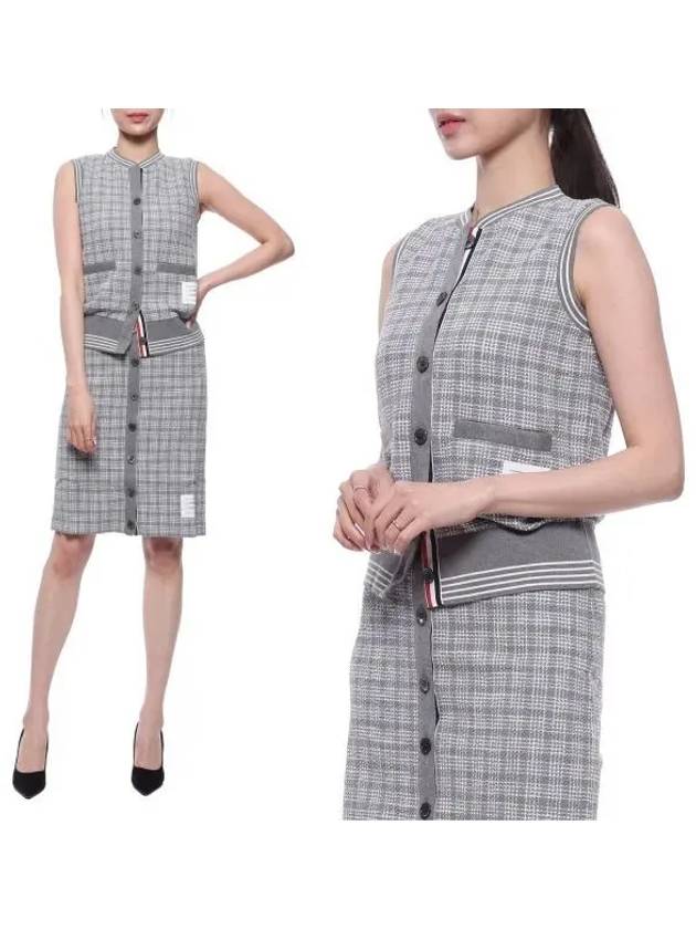 Micro Check Cotton Tweed Vest Grey - THOM BROWNE - BALAAN 2