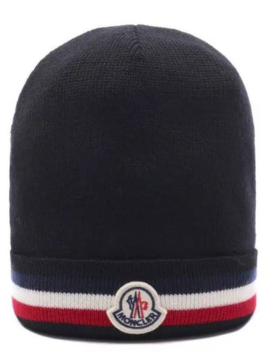 Men s Logo Three Stripe Wool Beanie 3B00068 A9575 999 24F 1216173 - MONCLER - BALAAN 1