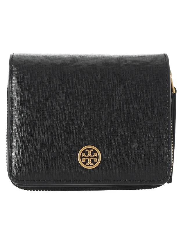 Robinson Leather Half Wallet Black - TORY BURCH - BALAAN 1