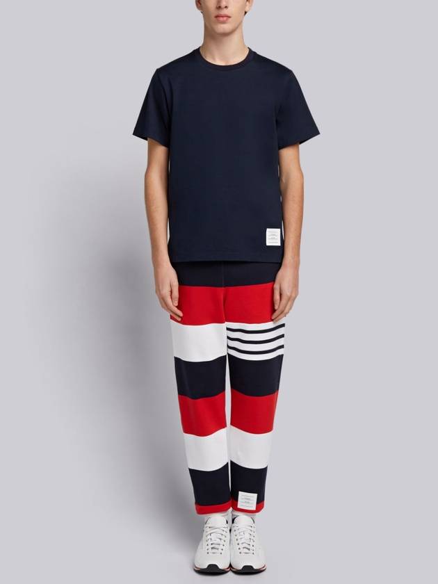 Men's Side Slit Relaxed Short Sleeve T-Shirt Navy - THOM BROWNE - BALAAN 5