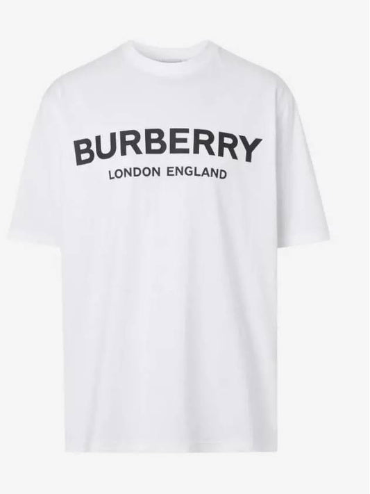 Logo Print Cotton Short Sleeve T-Shirt White - BURBERRY - BALAAN 2