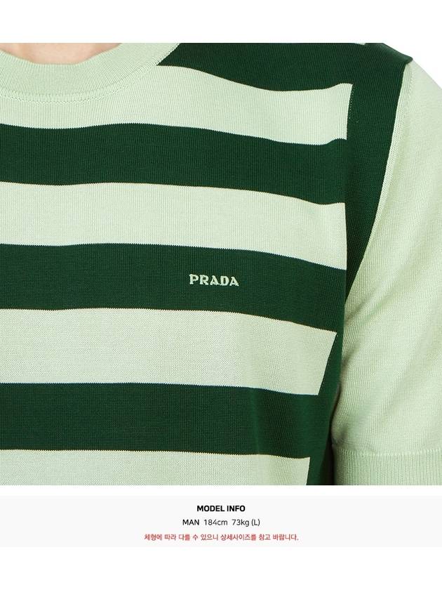 Crewneck Silk Cotton Knit Top Green Emerald - PRADA - BALAAN 9