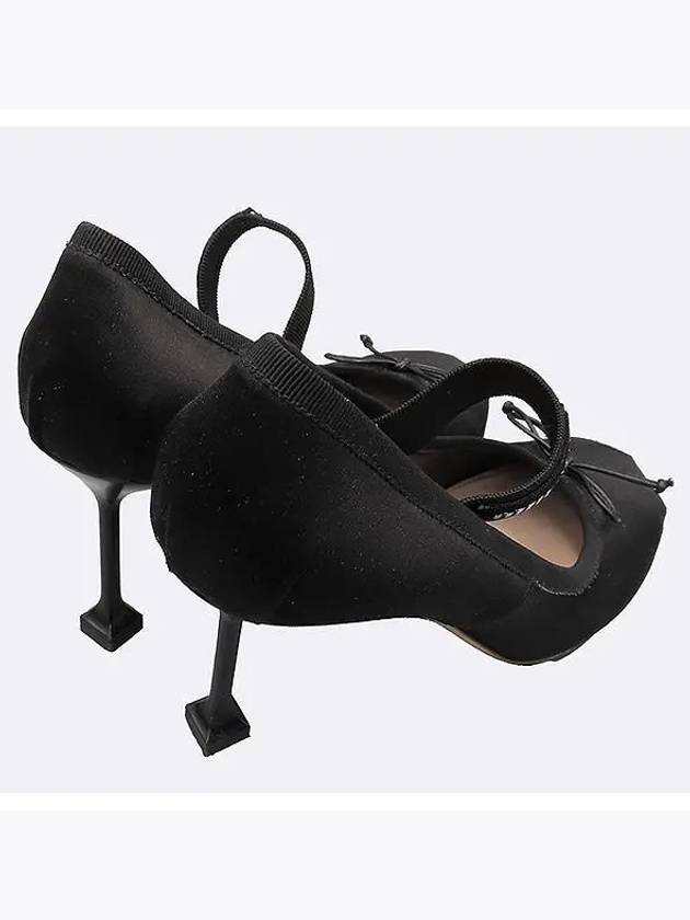 5I793D Black Satin Logo Banding Pumps Heel Size 38 - MIU MIU - BALAAN 5