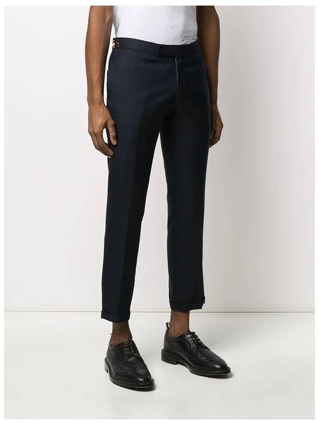 Low Rise Side Tab Wool Slacks Navy - THOM BROWNE - BALAAN 4