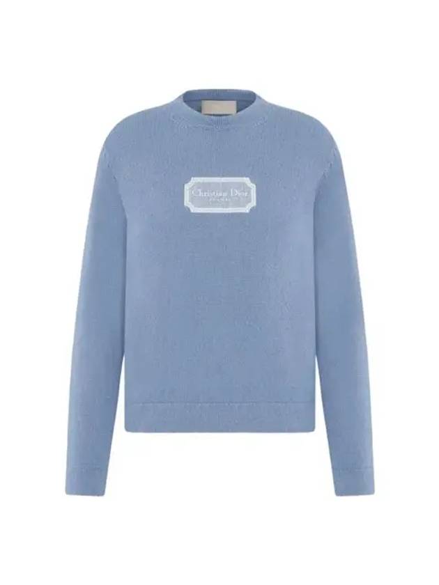 Couture Embroidered Cashmere Jersey Knit Top Blue - DIOR - BALAAN 2