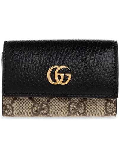 GG Marmont Leather Key Holder Beige Black - GUCCI - BALAAN 2