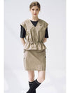 Waist Band Windbreaker Skirt Beige - AIMSWING+8 - BALAAN 4