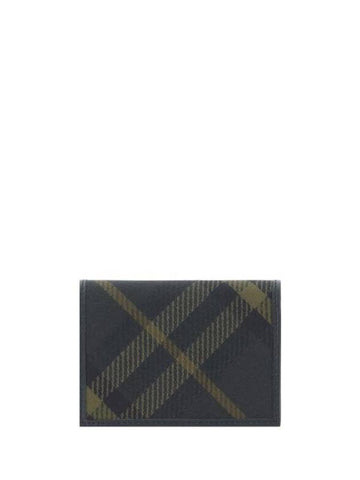 Check Leather Card Wallet Black - BURBERRY - BALAAN 1