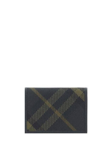 Check Leather Card Wallet Black - BURBERRY - BALAAN 1