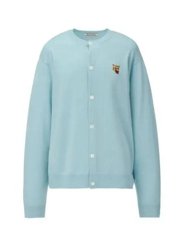 Tiger Embroidered Wool Cardigan Light Blue - ONITSUKA TIGER - BALAAN 1