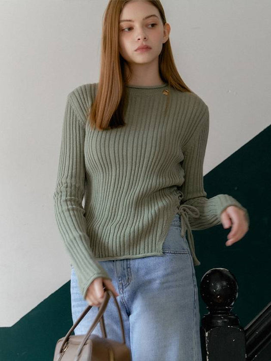 ANC SIDE STRAP KNIT TOP_KHAKI - ANOETIC - BALAAN 2