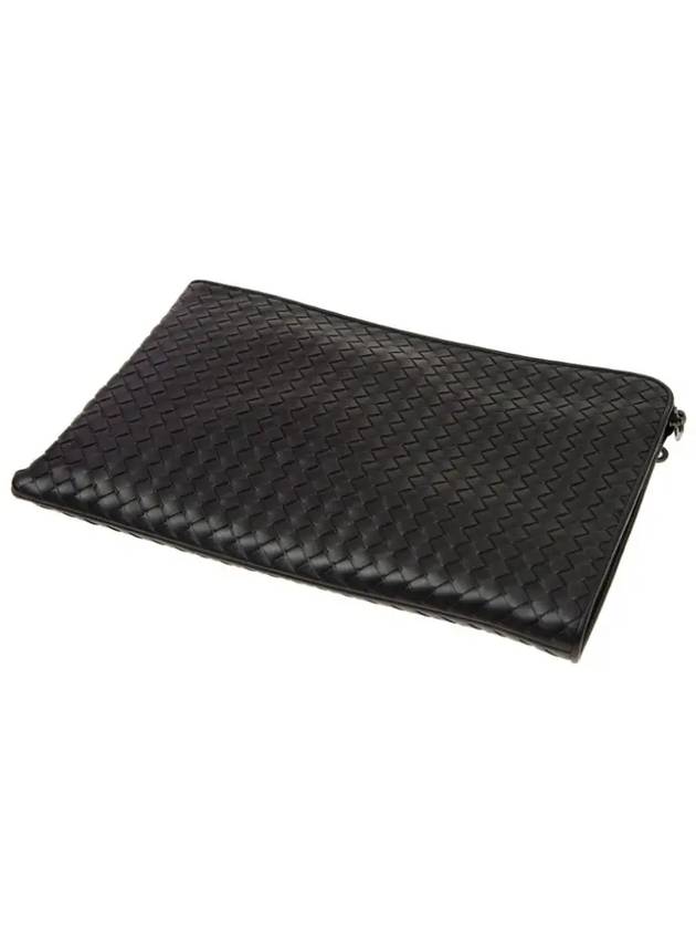 Intrecciato Weaving Zipper Clutch Bag Black - BOTTEGA VENETA - BALAAN 4