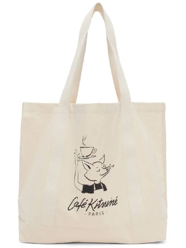 Women s Cafe Kitsune Fox Eco Bag Tote Beige SPCKNPMU05101 P709 - MAISON KITSUNE - BALAAN 1