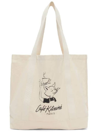 Women s Cafe Kitsune Fox Tapioca Tote Bag SPCKNPMU05101 P709 - MAISON KITSUNE - BALAAN 1