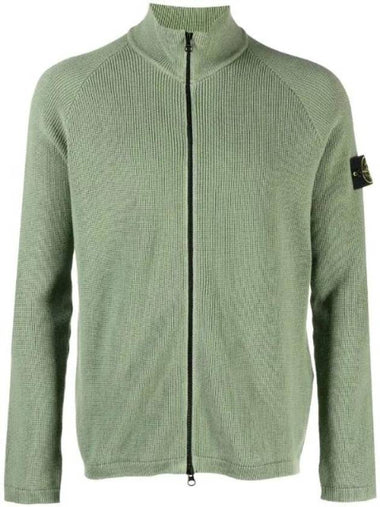 Waffen Patch Soft Cotton Zip-Up Cardigan Green - STONE ISLAND - BALAAN 1